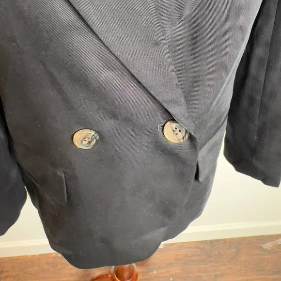 J.Crew Petite $218 Drapey twill double-breasted blazer Black Size 8P CB292
